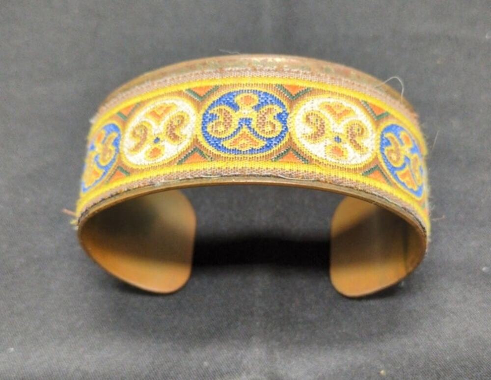Brandy Melville Embroidered Metal Cuff Bracelet Boho Festival Statement